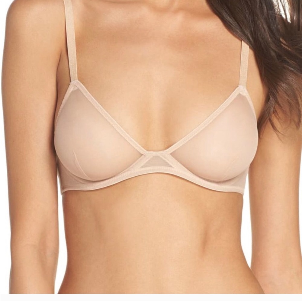 Free People Nude Mesh Triangle Bra 34C NWT